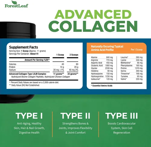 Vista 3 de ForestLeaf Paquete de suplementos de colágeno - Péptidos de colágeno hidrolizados 2 en 1 en polvo y píldoras de colágeno, colágeno bovino alimentado