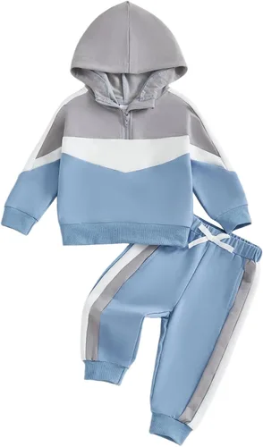 Vista 42 de Conjunto de ropa de otoño e invierno para bebé y niño, sudadera larga con capucha y pantalones para niños pequeños, 6, 12, 18, 24 meses, 2T Adorable