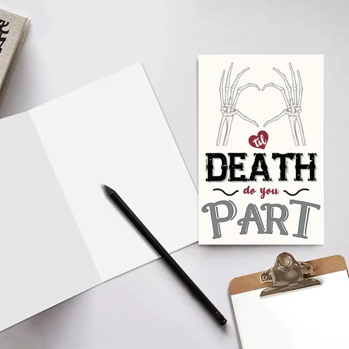 Vista 3 de BENNLOOS Tarjeta romántica de esqueleto para el día de la boda para parejas, regalos de boda de Halloween para mujeres y hombres, tarjeta de votos