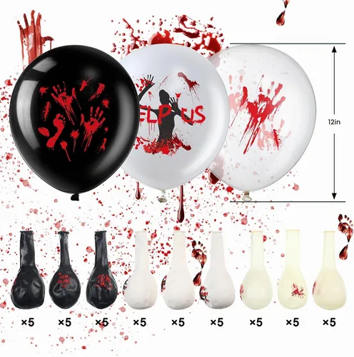 Vista 3 de Aoriher - 45 globos de látex de zombi sangriento de 12 pulgadas
