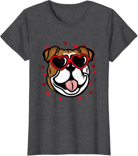 Vista 5 de Bulldog Valentine - Camiseta para amantes de las gafas de sol para perros, Negro