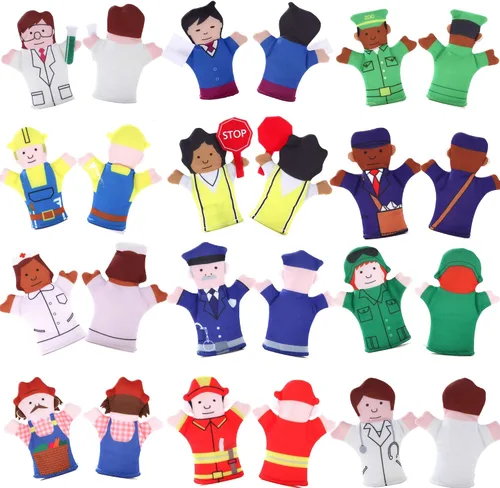 Vista 4 de Imán Happy Helpers People - Juego de juguetes para nevera, tabla y refrigerador, tela suave, 12 piezas, variedad de personajes de personas
