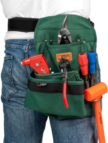 Vista 2 de Bolsas de cinturón para herramientas Jetech con 4 bolsillos - Bolsa de utilidad resistente para electricistas, carpinteros, artesanos, jardinería
