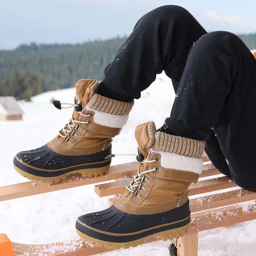 Vista 6 de DREAM PAIRS Botas de nieve, impermeables, con aislamiento, de invierno, para niño y niña