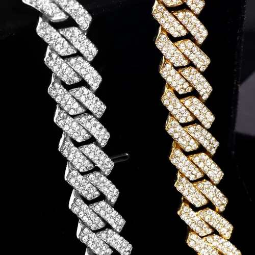 Vista 5 de Cadena de eslabones cubanos de 0.55 pulgadas para hombre, collar de cadena de eslabones cubanos de Miami, pulsera para hombres y mujeres, cadenas