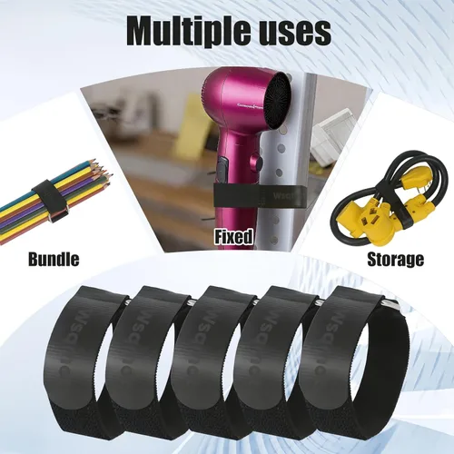 Vista 6 de Paquete de 10 correas elásticas de cincha de 1 x 8 pulgadas, correas de nailon de alta resistencia, correas de nailon ajustables reutilizables