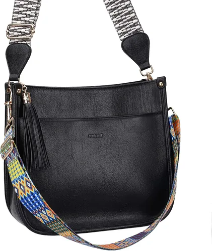 Vista 8 de HKCLUF Bolso cruzado para mujer, 2 piezas, de cuero, con 2 correas ajustables de leopardo, bolsa cruzada