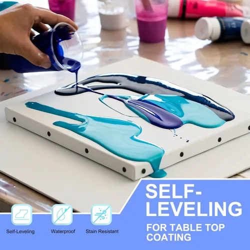 Vista 4 de Teexpert Kit de Resina Epoxi de 2 Galones, Resina Epoxi Cristalina Transparente Pura Brillante con Bomba, Sin Burbujas Anti Amarillamiento