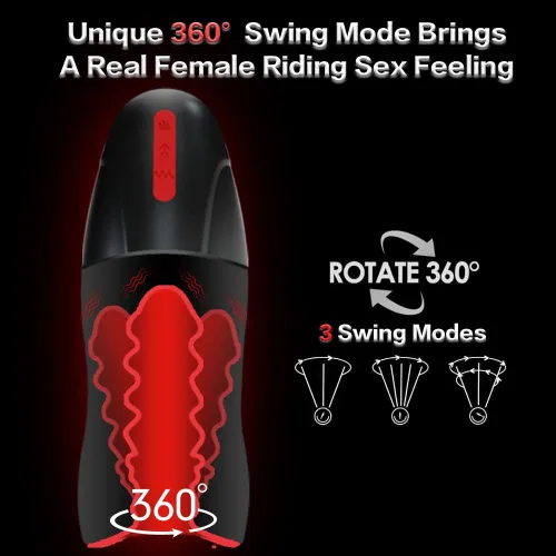 Vista 2 de Masturbador automático de 360° con oscilación cónica masculina, juguetes sexuales para adultos, calefacción vibratoria de mamada, manos libres