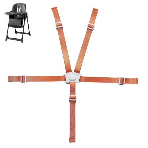 Vista 2 de Correas de repuesto para silla alta, correas universales de 5 puntos para silla alta, correa de seguridad ajustable y resistente (azul)