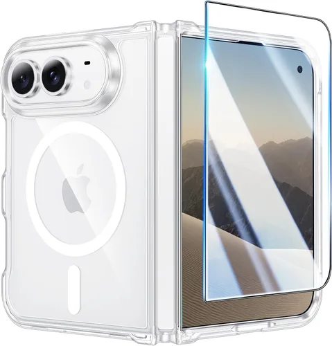 Vista 253 de FNTCASE Funda plegable para Motorola Razr con protección de bisagra A-B Transparente
