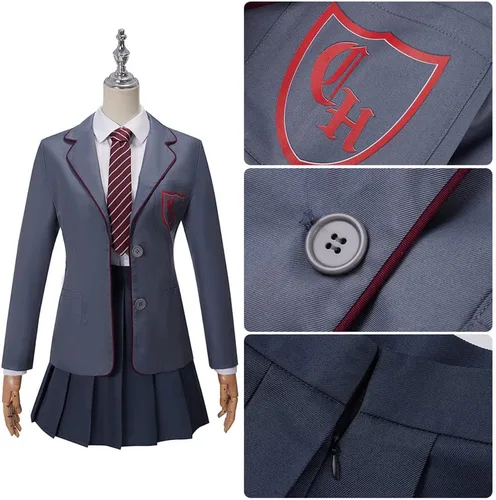 Vista 4 de Adult Cosplay Costume Women Uniform School Shirt Skirt Necktie Halloween Carnival Party Suit