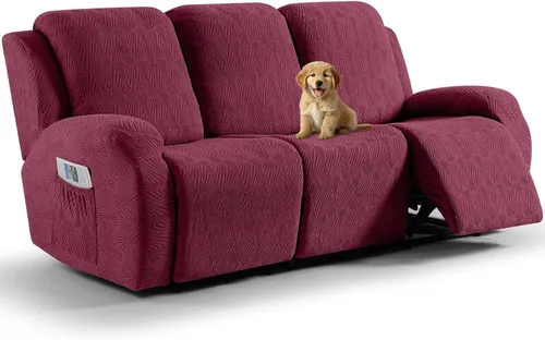 Vista 10 de VANSOFY Fundas para sillas reclinables, 4 piezas, elásticas, de tela jacquard, suave funda para silla reclinable, protector de muebles con parte