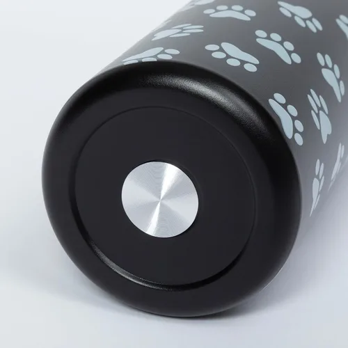 Vista 6 de Paw Print - Botella de agua de acero inoxidable con aislamiento de doble pared fácil de beber de 32 onzas, tapa abatible con una sola mano con Negro