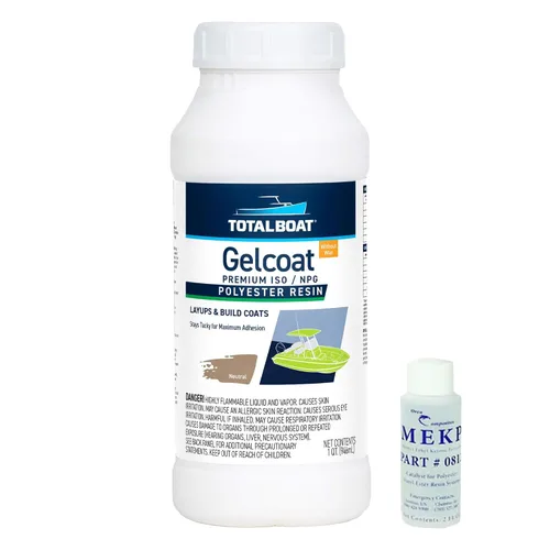 Vista 9 de TotalBoat Gelcoat marino para construcción de barcos, reparación y recubrimientos compuestos (blanco, galón con cera)