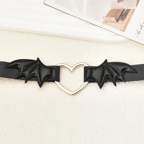 Vista 6 de Ancnoz Gargantilla de murciélago de Halloween, collar gótico de cuero negro, ajustable, con alas de murciélago y corazón, collar gótico