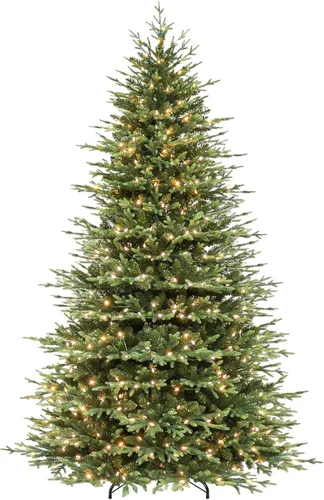 Vista 17 de Hykolity Árbol de Navidad flocado preiluminado de 7.5 pies, 450 luces LED 1592 puntas flocadas mixtas, 450 LED blanco cálido y multicolor, 10 modos