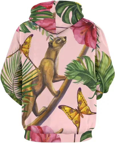Vista 3 de Unisex Hoodie Flower Butterfly Sweatshirt Drawstring Pullover For Men Women S