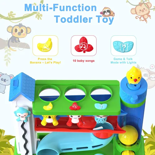 Vista 7 de VOILBTOY Juguete musical para niñas y niños de 1 a 2 años - Tablero Montessori ocupado y juguete de gota de pelota