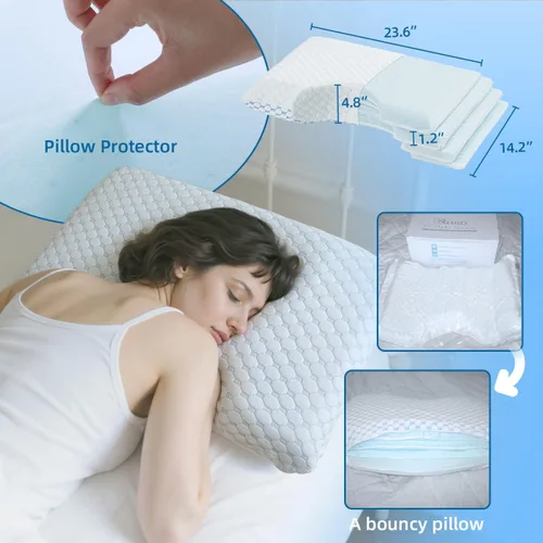 Vista 6 de USlixury: almohadas para dormir de lado para adultos, almohada curvada ajustable de 4 capas Crescent Pillow for Side Sleeper with Superior