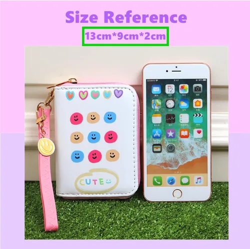 Vista 2 de Smile - Monedero con diseño de cara feliz, cartera pequeña para niñas, con dije, mini bolsas para monedas con correa, Cartera