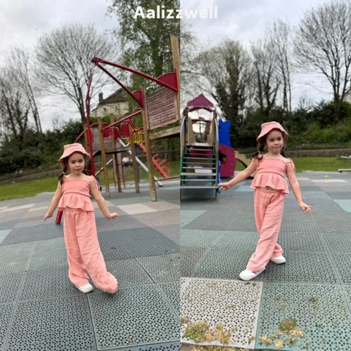 Vista 3 de Aalizzwell Traje de verano para niñas pequeñas con sombrero de 1 a 5 años
