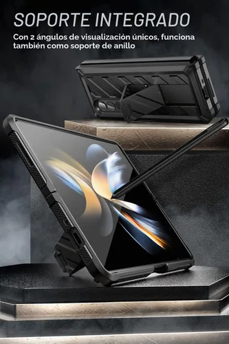 Vista 4 de SUPCASE Funda para Samsung Galaxy Z Fold 4 con soporte incorporado, color Negro