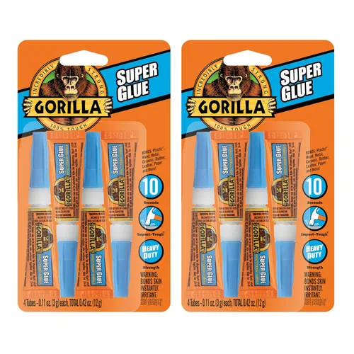Vista 8 de Gorilla Super Glue Gel, pegamento transparente, cuatro tubos de 3 gramos (paquete de 1) – multiusos y de fraguado rápido para proyectos