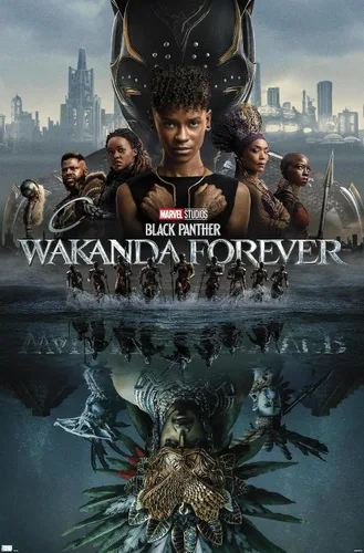 Vista 9 de Marvel Black Panther: Wakanda Forever - Póster de pared de una hoja, 22.4 pulgadas de largo x 14.7 pulgadas de ancho, versión enmarcada de madera