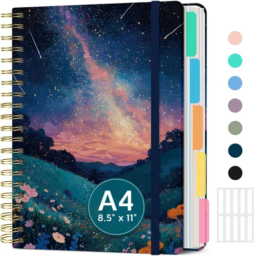 Vista 24 de Taja Cuadernos de espiral para trabajo de 5 materias con divisores K - Vórtice rosa