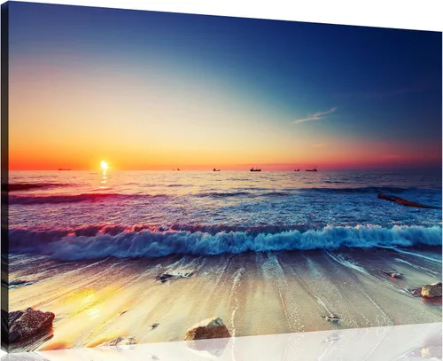 Vista 50 de TutuBeer 3 paneles de fotos de playa, arte de pared, diseño de mar azul, playa blanca al amanecer, imágenes impresas en lienzo, imágenes del océano
