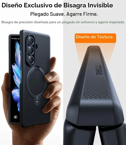 Vista 6 de TORRAS Soporte Magnético Giratorio de 360° para Funda Galaxy Z Fold 7, Protección de Bisagra Grado Militar, Compatible con Magsafe, Soporte de 360°