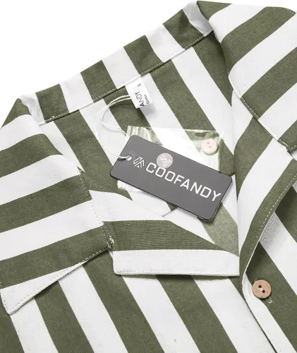 Vista 4 de COOFANDY - Camisas hawaianas de algodón y lino, florales, tropicales, con botones, para hombre