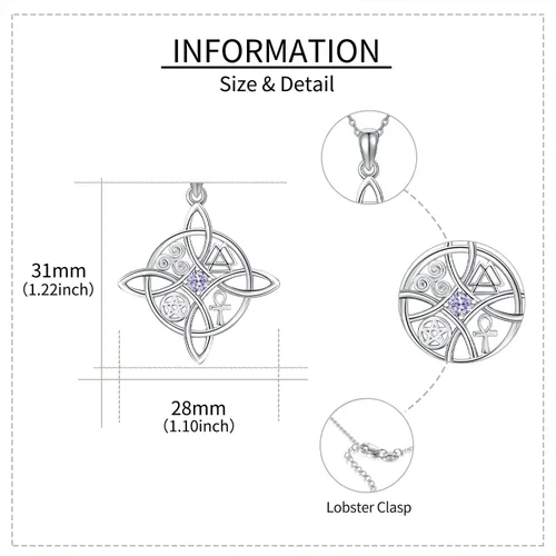 Vista 29 de YAFEINI Collar con dije de nudo de bruja de plata de ley, amuleto de bruja de cruz celta, regalo para mujer