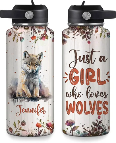 Vista 21 de Hyturtle Botella de agua personalizada con diseño de oso – Botella de acero inoxidable aislada de viaje con tapa a prueba de fugas, 18 onzas, 32