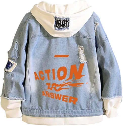 Vista 7 de KPOP Skz - Chaqueta de mezclilla con capucha para mujer y hombre