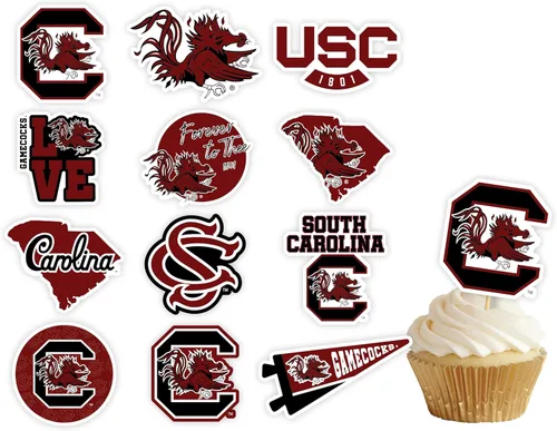 Vista 25 de Decoraciones para cupcakes de la Universidad de Alabama, suministros para fiestas de fútbol americano, cumpleaños, graduación (24 piezas)