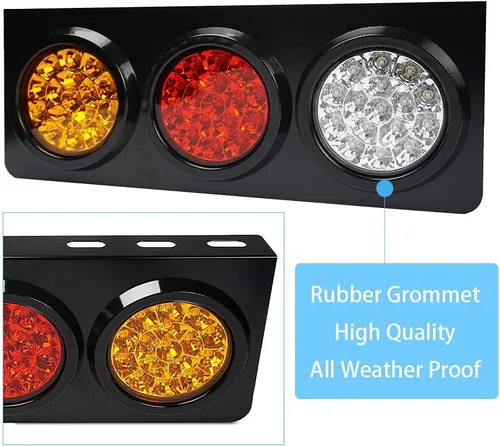 Vista 3 de Auovo Luces traseras LED para camiones/remolques con base de soporte de hierro, impermeable, DC12-24V 48-LED, barra de luz trasera para luces