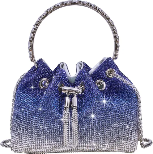 Vista 8 de TOPALL Bolso de Noche Mejorado con Diamantes de Imitación, Bolso de Mano Brillante con Diamantes de Imitación en Plata, Monederos de Diamantes