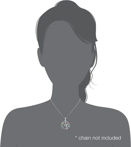 Vista 2 de WithLoveSilver de plata de ley 925encanto de la estrella pentáculo Wicca Chakra 7de circonita cúbica Colgante