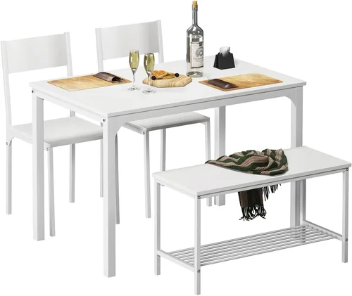 Vista 7 de DlandHome Juego de mesa de comedor para 4 mesas de cocina, mesa de cocina con sillas, juegos de mesa de comedor y sillas, mesa de comedor