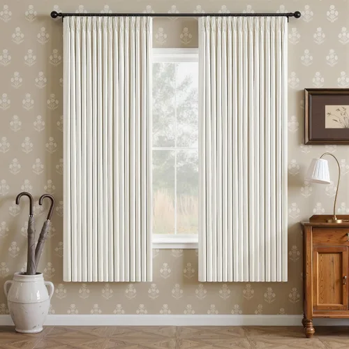 Vista 28 de Cortinas opacas de lino plisado natural de 96 pulgadas de largo