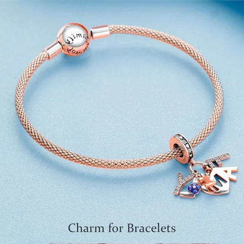Vista 20 de Dijes de plata de ley 925 de dibujos animados de pato, ratón, oso, elefante, dragón chino, cuentas colgantes para pulseras y collares, joyería
