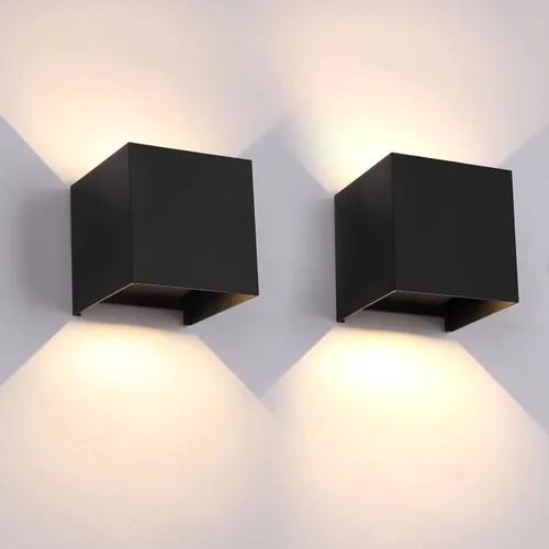 Vista 11 de Mille Lucciole Paquete de 2 lámparas de pared para exteriores de 12 W, para exteriores e interiores, apliques de pared LED blancos modernos, IP65
