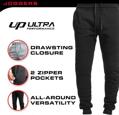Vista 5 de Ultra Performance 3 Pack Fleece Active Tech Joggers for Men, Mens Sweatpants with Zipper Pockets