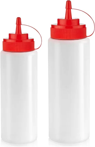 Vista 6 de Botellas de condimento Norcalway de 12 onzas para salsas - Botellas de chorro a prueba de fugas para aceite, jarabe, aderezo - Paquete de 3