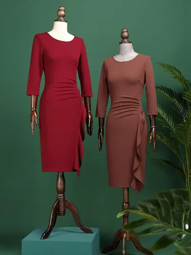 Vista 8 de Miusol Vestido de cóctel de manga 23 con volantes retro para mujer
