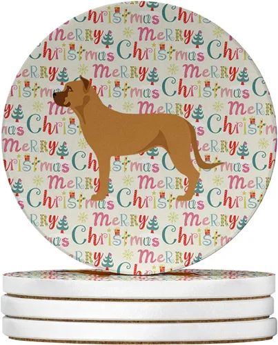 Vista 52 de AIDI Atlas Mountain Dog Merry Christmas - Posavasos grandes de piedra arenisca, paquete de 4