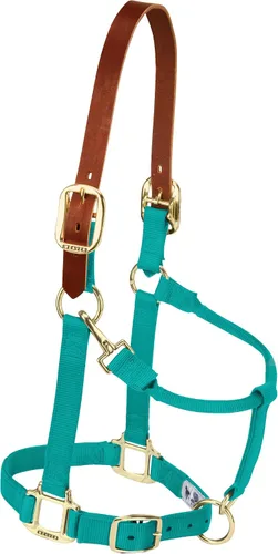 Vista 6 de Weaver Equine Breakaway Horse Halter, Supple Leather Crown, Adjustable Brass Throat Snap Halters for Horses, Equine Tack