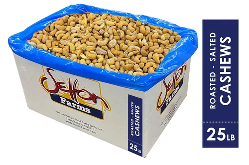 Vista 2 de Anacardos Tostados con Sal, Extra Grandes (240 unidades), Caja a Granel de 25 Libras, Kosher